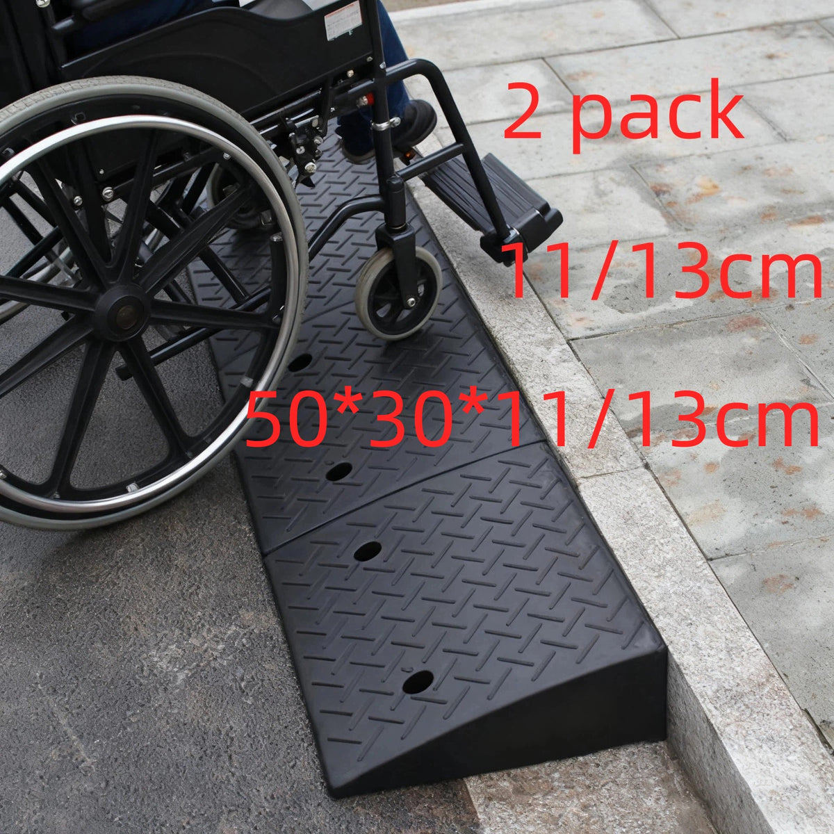 2PCS Durable Plastic Curb Ramps - Anti-Slip Access for Wheelchairs & Motorcycles