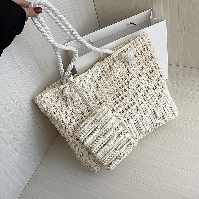 Summer Straw Woven Tote Bag Women Large Capacity Beach Shoulder Handbag.*