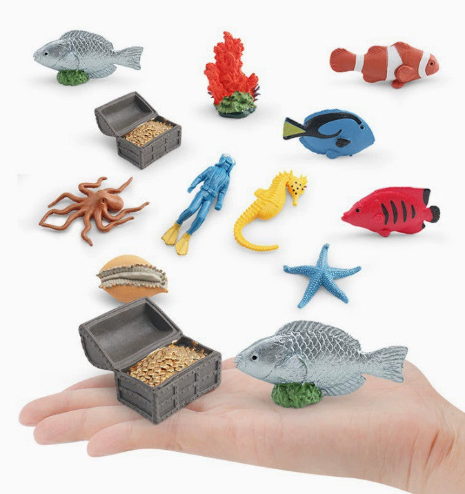 11x Underwater Life Figure Sea Animal Figures Parrot Fish Octopus Educational