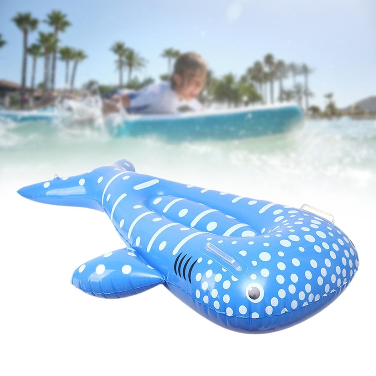 Kids Inflatable Whale Ride on Pool Float 47.2x29.5inch for Swimming Pools