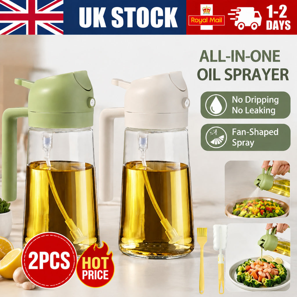 Glass Oil Sprayer Bottle with Pour Dispenser Olive Oil Bottle Spray Nozzle 470ml