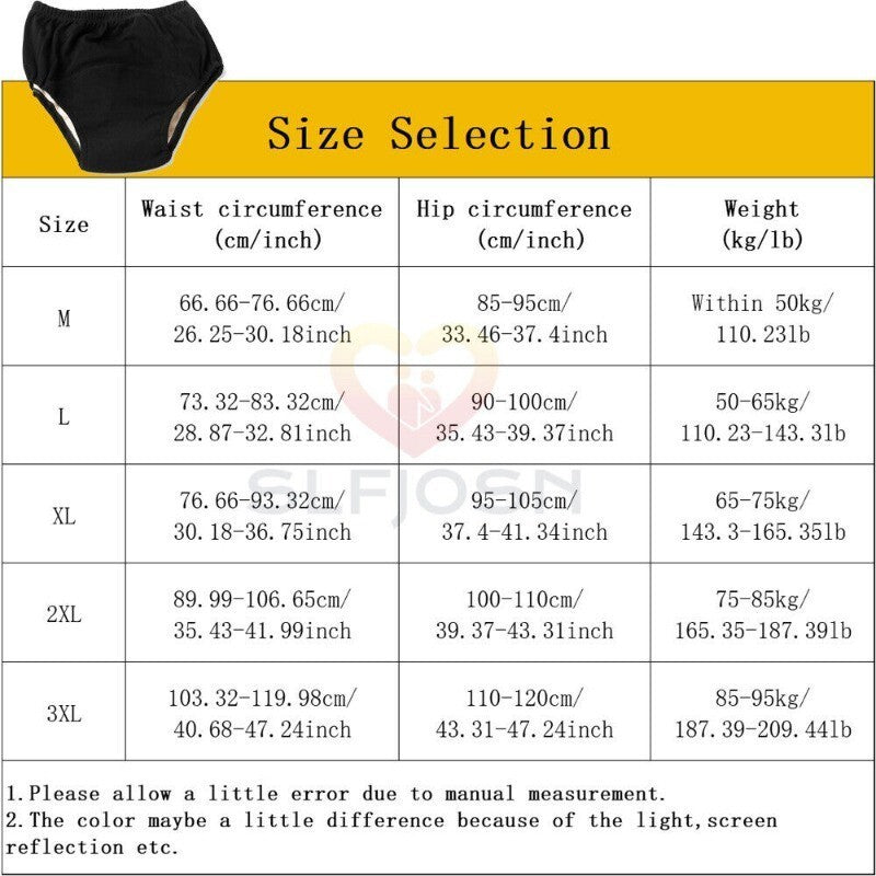 New 1 Pack Adult Incontinence Cloth Diaper Pants Reusable Waterproof Higher Qual