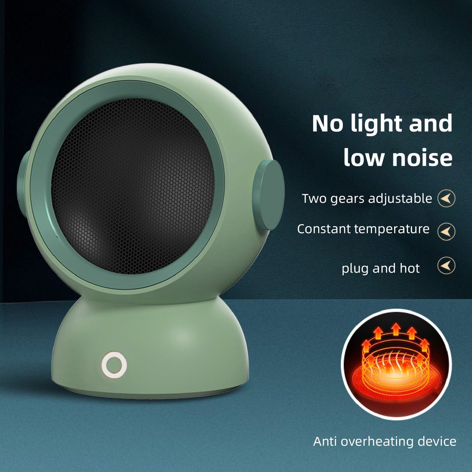 Green Desktop Space Heater Quiet High Power Portable Heater Fan For Bedroom SG