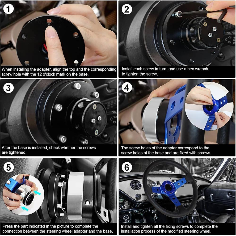 6 Bolt Steering Wheel 350mm Black Suede Fits for Race Rally Road Deep Dished UK