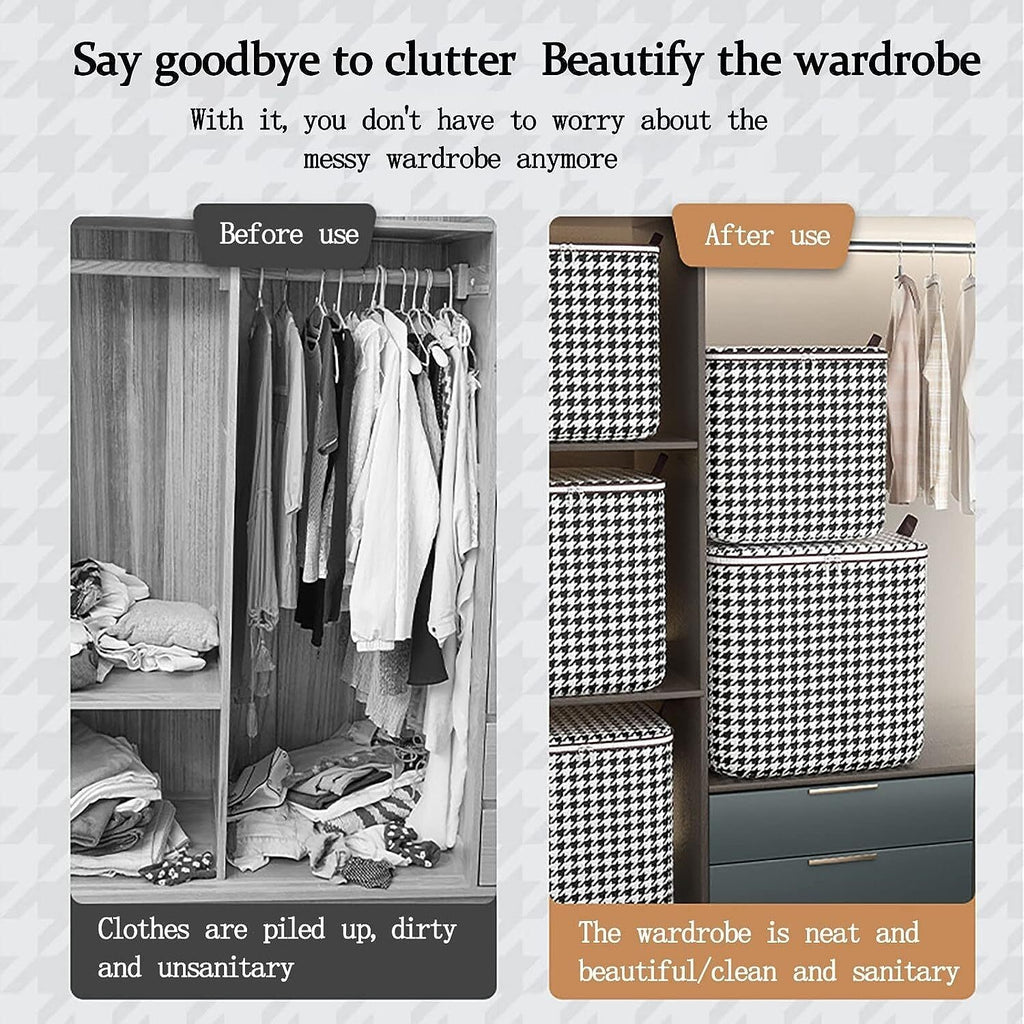 3pcs 180L Large Storage Bags Zipped Dustproof Clothes Quilt Organizer Box