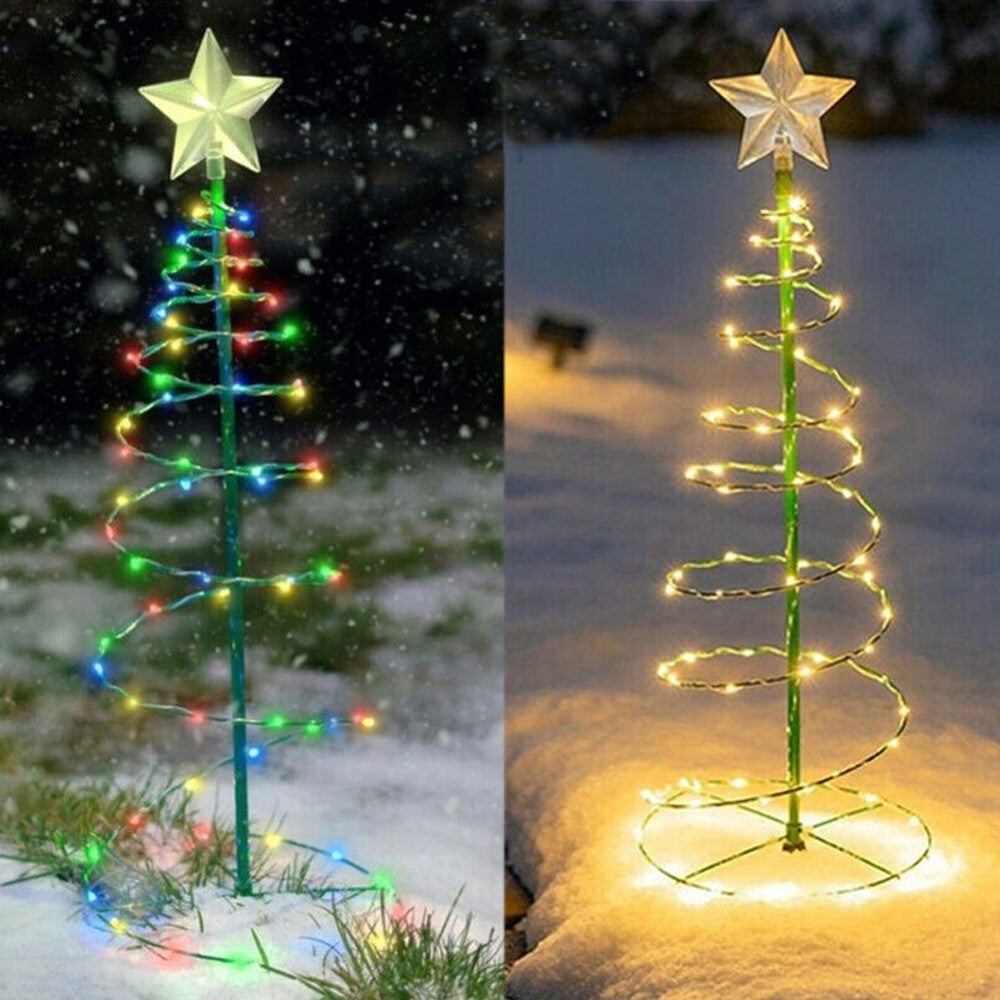 Solar Powered LED Christmas Tree Stake Star Light Outdoor Yard Garden Pathway UK