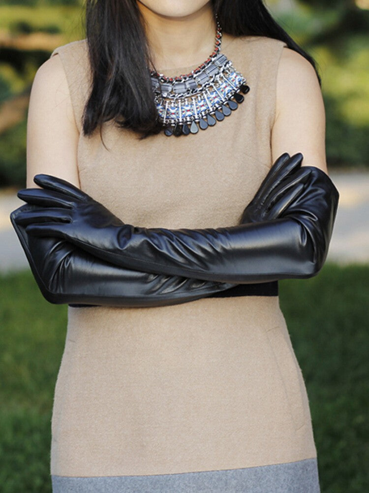 45cm Women  Real Leather Gloves Above Elbow Long Evening Gloves