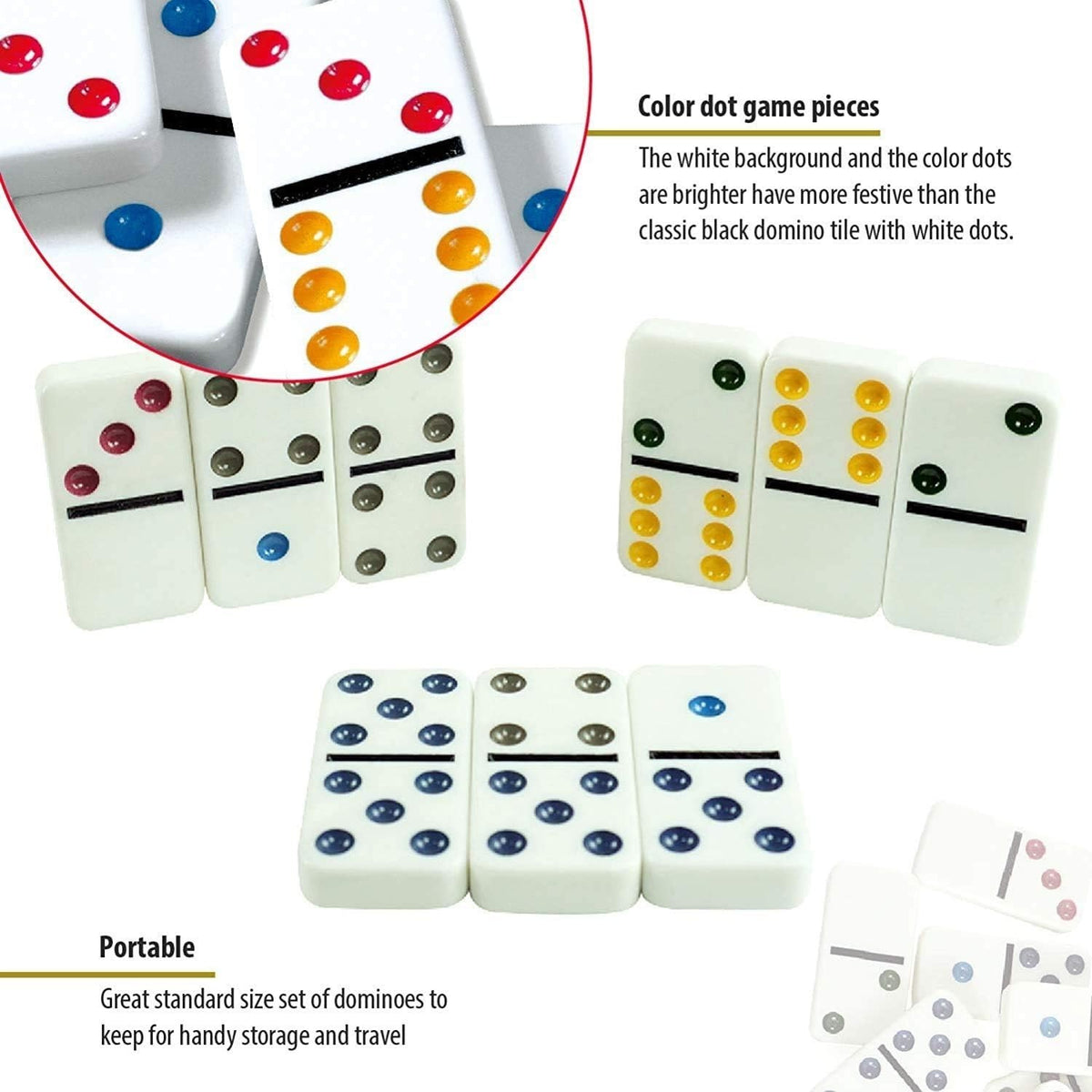 Double six Large dominoes color set in aluminium tin storage case Xmas Gift