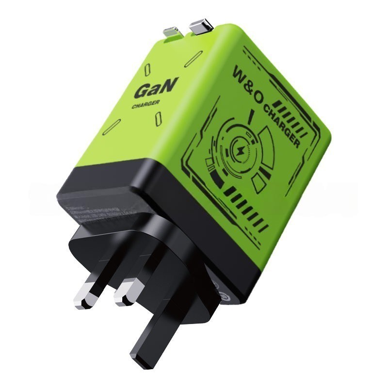 W&O 120W 2 in 1 GaN Wall Charger Retractable Type C Fast Charging Cable