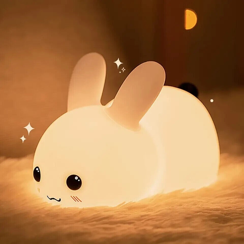 Kids Bedroom Night Light Bunny Rechargeable LED soft silicone with Remote RGB