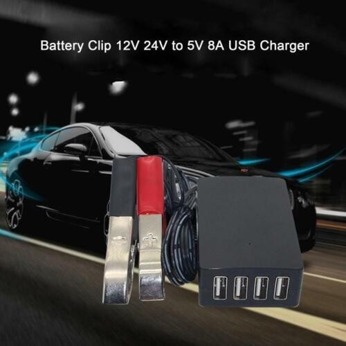 DC Converter with Battery Clip 12v-24v to 5V USB QC3.0 Fast Charger Durable