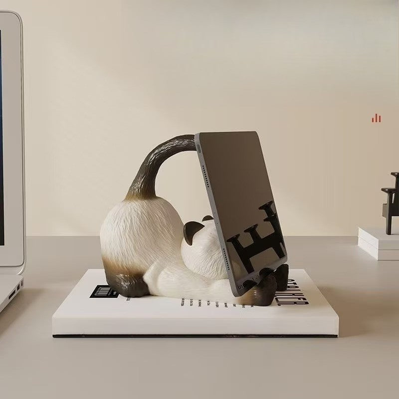 Portable Cute Siamese Cat Phone Tablet Stand with Suction Cup Base Holder