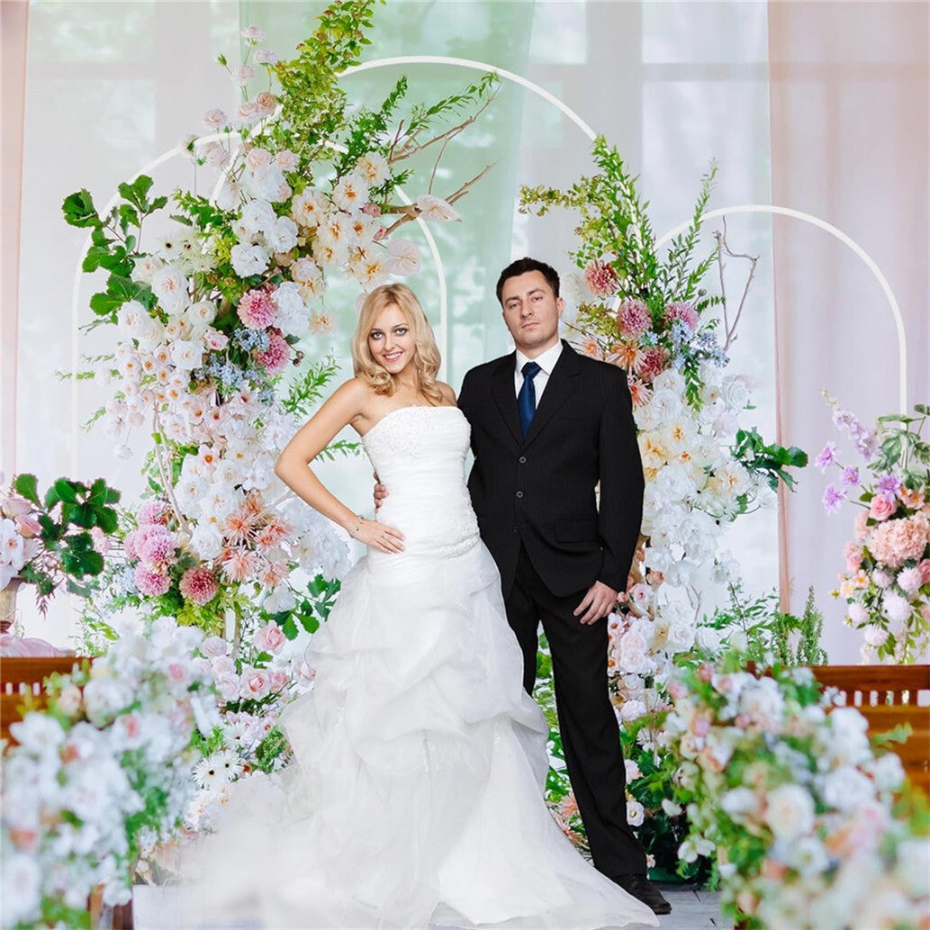 White Metal Arch Backdrop Stand Set of 3 Wedding Arch Frame for Birthday Party