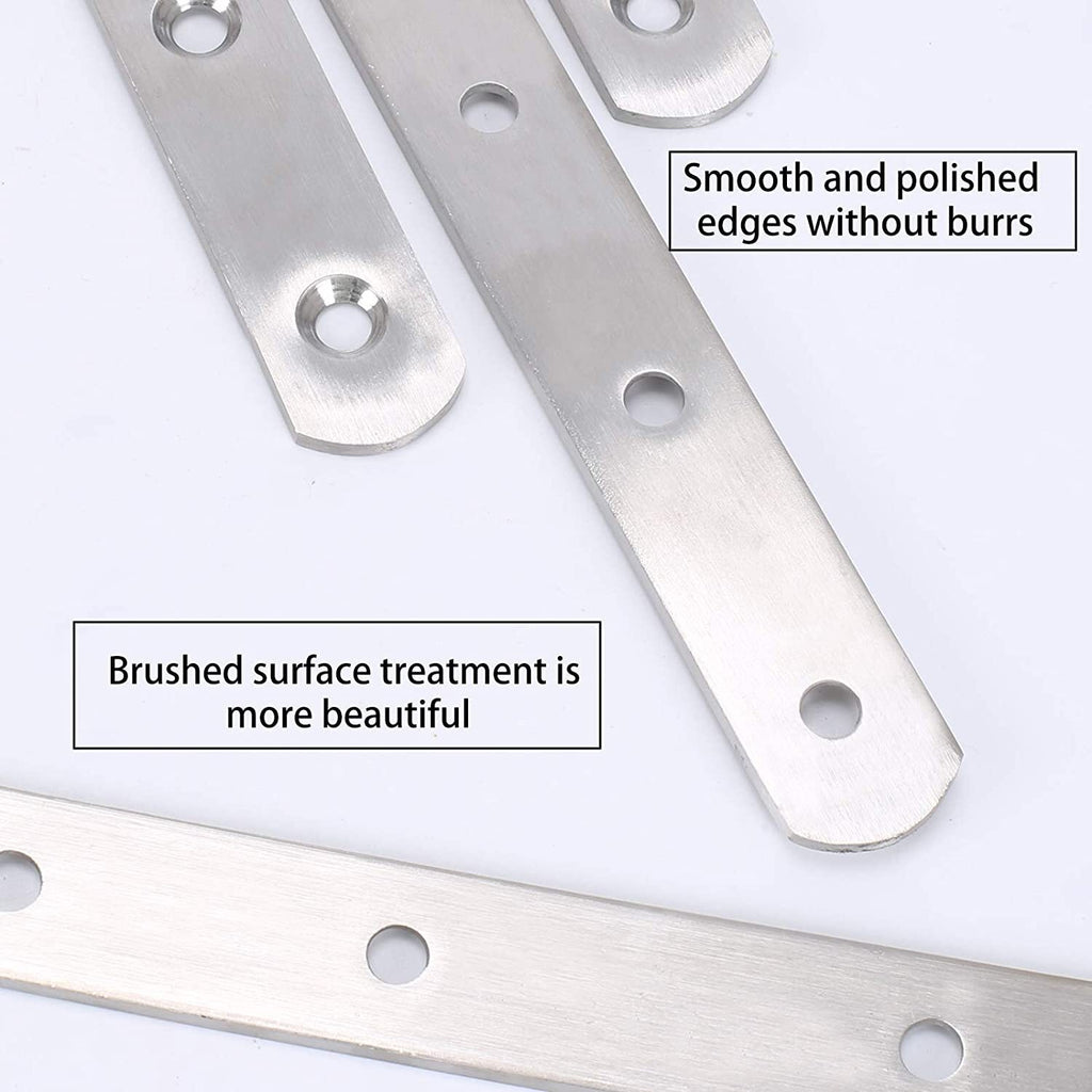 4Pcs Flat Straight Brace Brackets Stainless Steel Mending Joining Plates Heavy