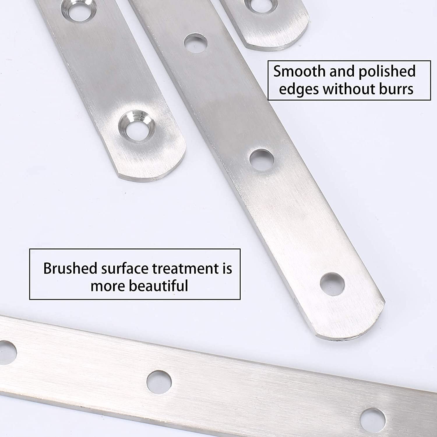 4Pcs Flat Straight Brace Brackets Stainless Steel Mending Joining Plates Heavy