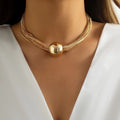 Alloy Chunky Choker Necklace Geometric Sphere Pendant Choker  Women Men