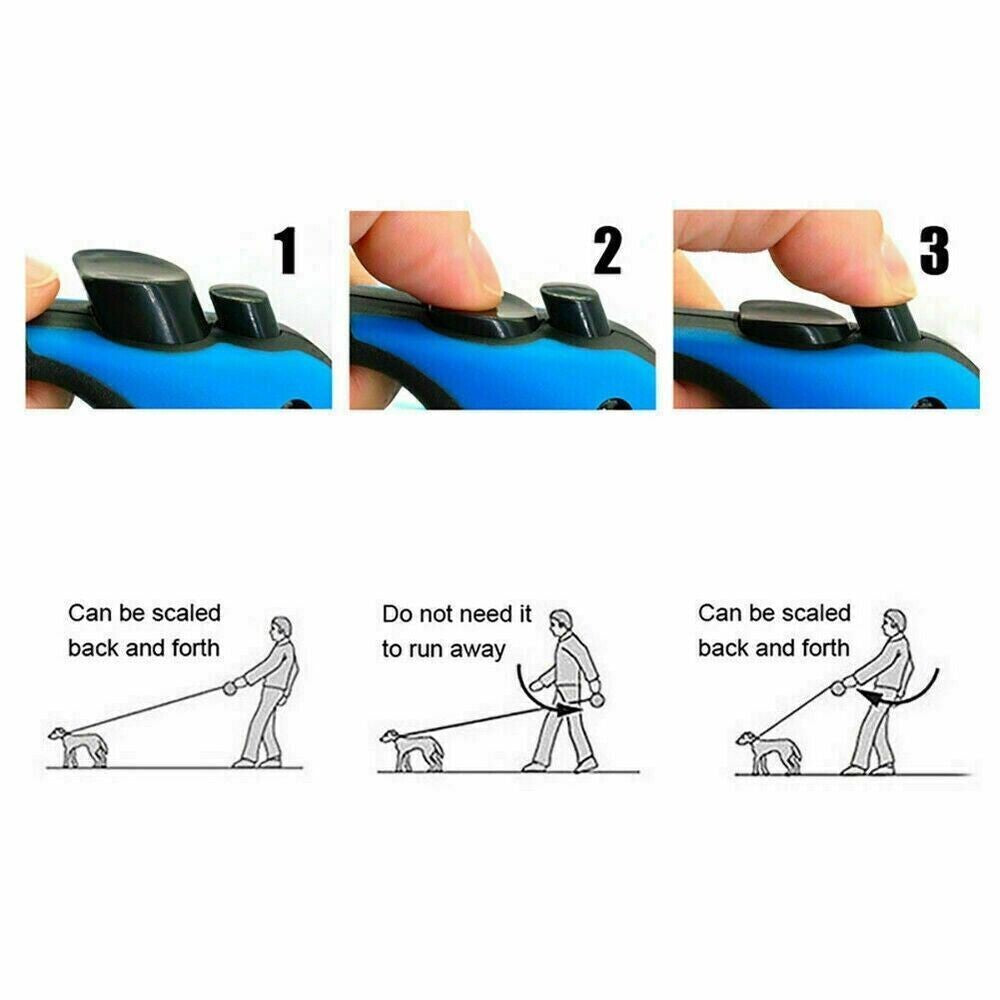 5 Meters Retractable Dog Cat Pet Lead Extendable Training Dog Leash Pet Leads