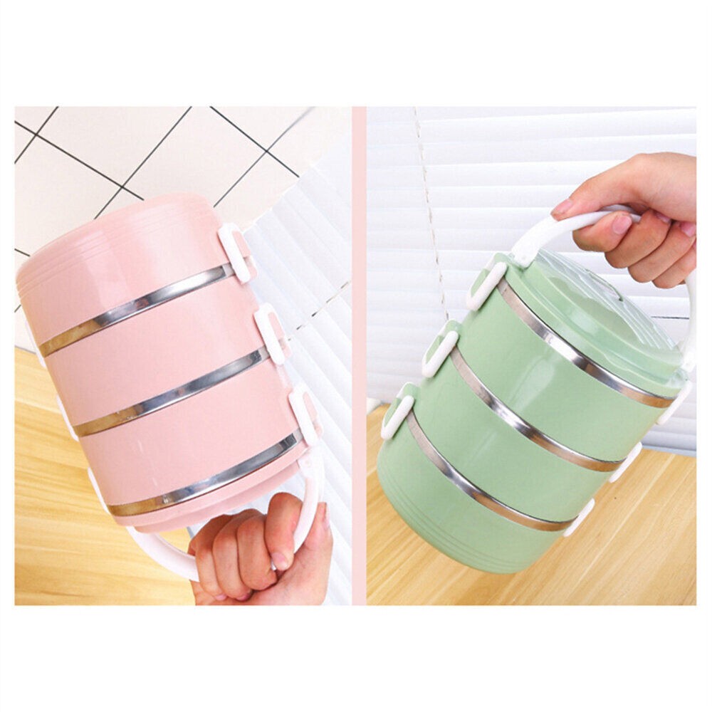 3 Tier Stainless Steel Insulated Lunch Box Thermos Bento Food Container BPA Free