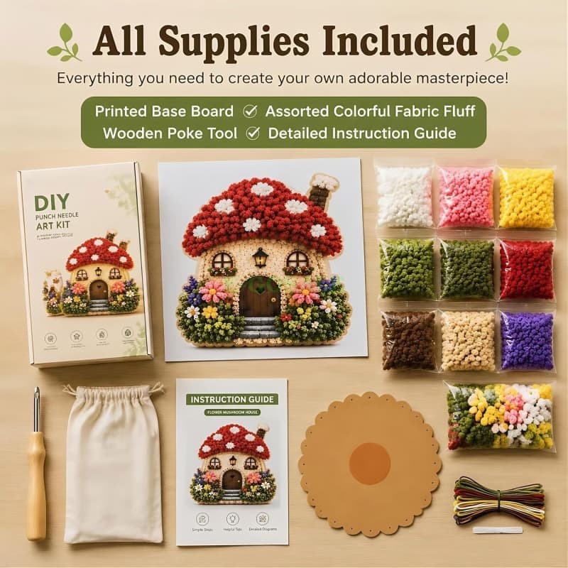 NEW HOT 3D DIY Craft Set Fabric Poke Art Kit Fairy Tale Village Cottage Handmade