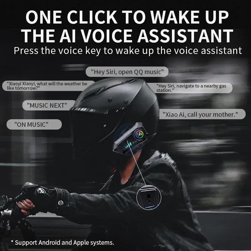 Bluetooth 5.3 HiFi Wireless Motorbike Call Headphone Motorcycle Helmet Headset