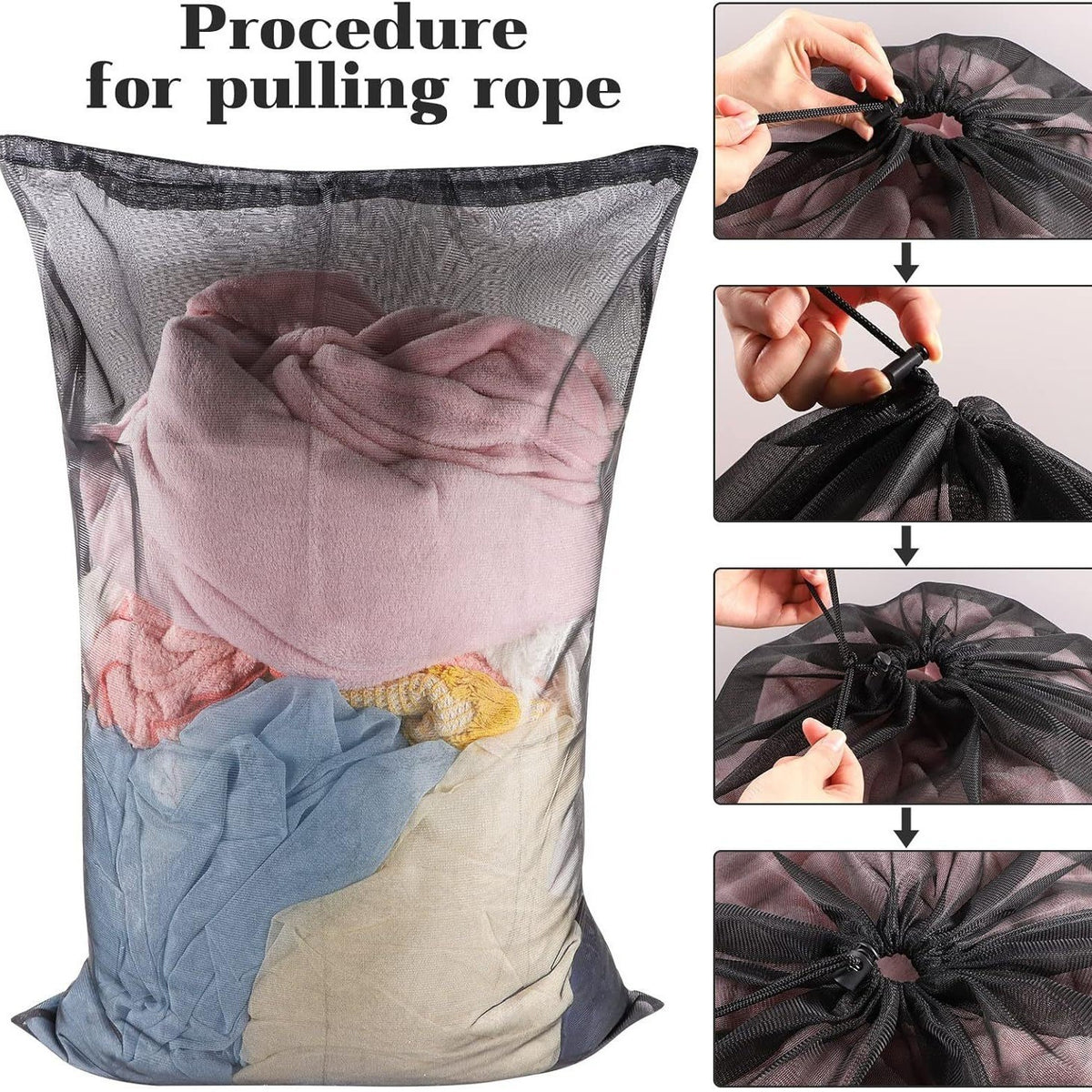 Large Mesh Laundry Wash Bags For Washing Machine Delicates Net Carry Washable UK