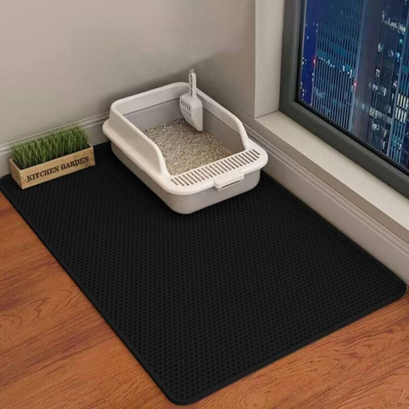 Large Honeycomb Cat Litter Mat 75x55cm, Double Layer Tray Pad with Big Holes
