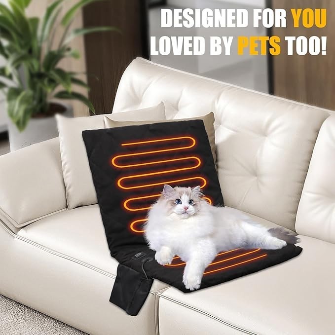Foldable Electric Heat Pad, Portable Heated Chair Pad, 3 Level Adjustable