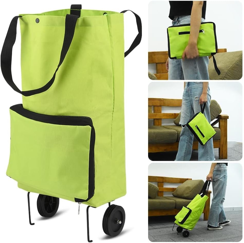 Collapsible Rolling Shopping Bag W/ Wheels Reusable Folding Cart Trolley NEW