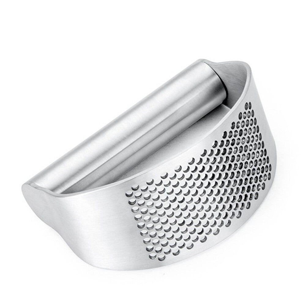 Garlic Press Chopping Stainless Steel Crusher Curved With Brush Grinding Kitchen