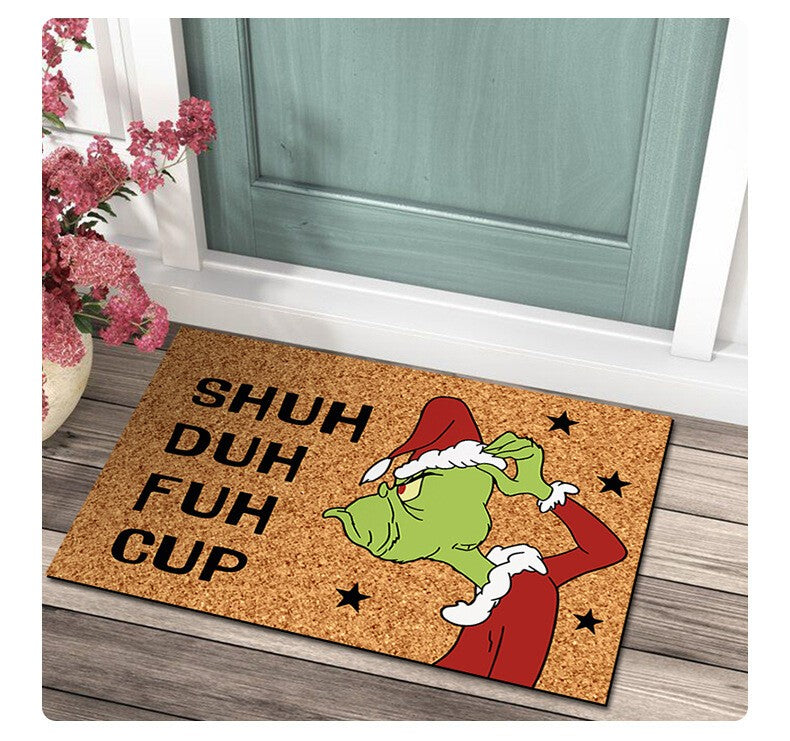 Christmas Decoration Doormat Grinch Welocome Entrance Carpet Indoor Floor Mat