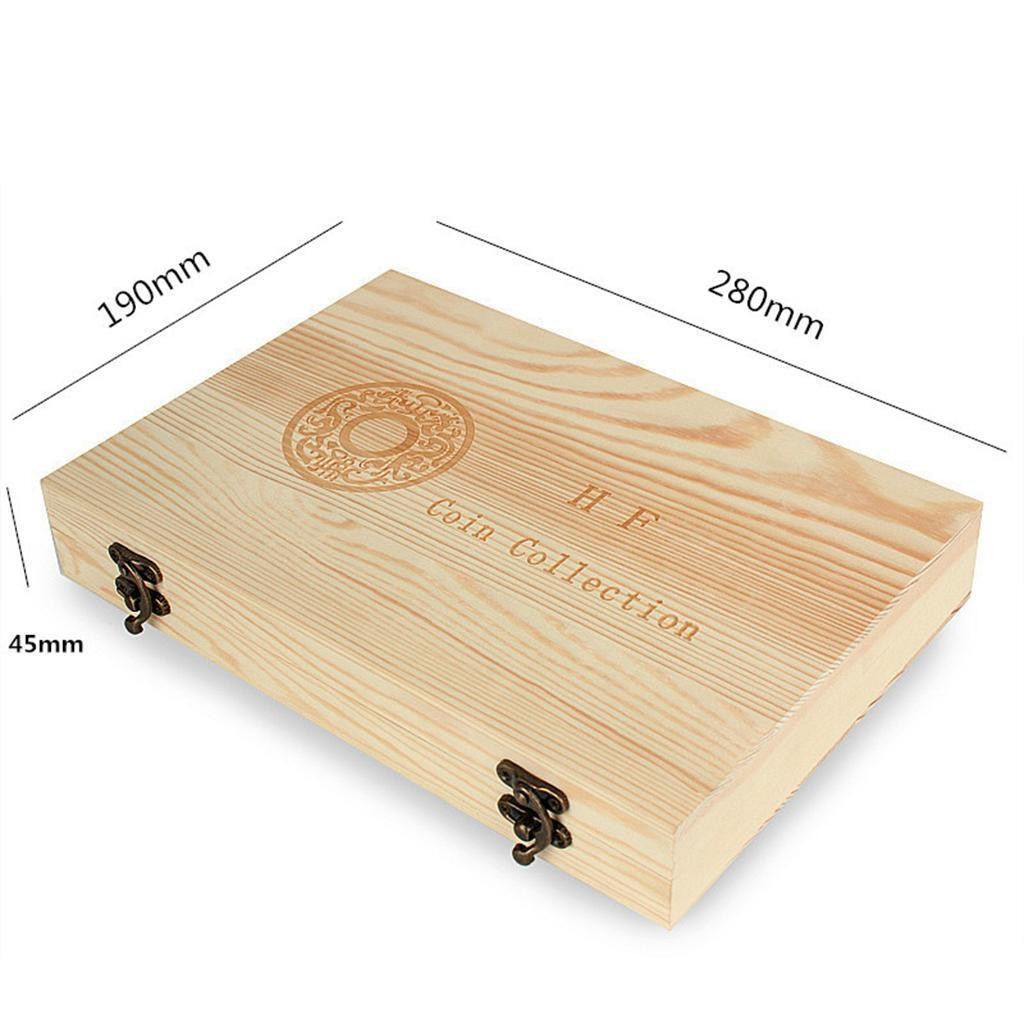 Wood Coins Storage Box Case Holder Set for Certified Coin w/ 40x Capsules