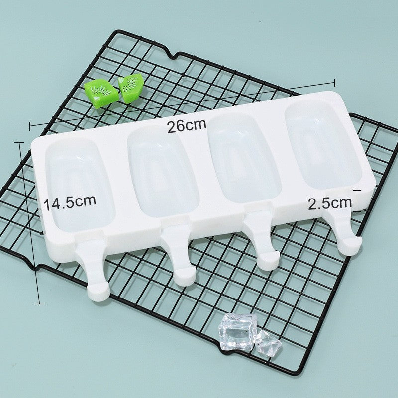 Reusable Silicone 4 Cavity Ice Cream Popsicle Mold for DIY Treats