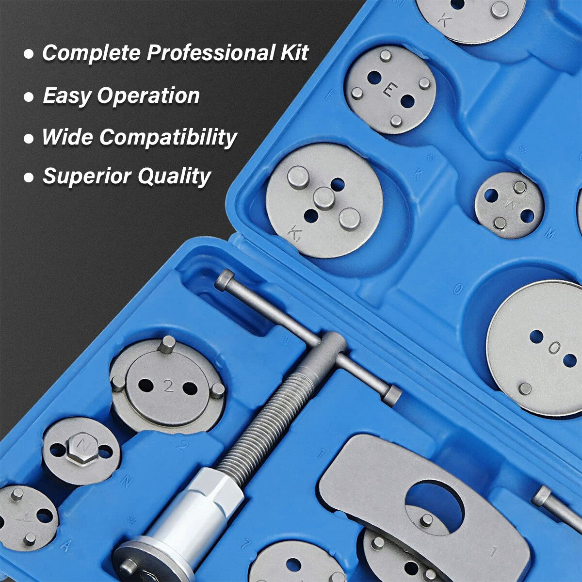 UNIVERSAL NEW BRAKE CALIPER PISTON REWIND WIND BACK TOOL KIT 22 PIECES SET