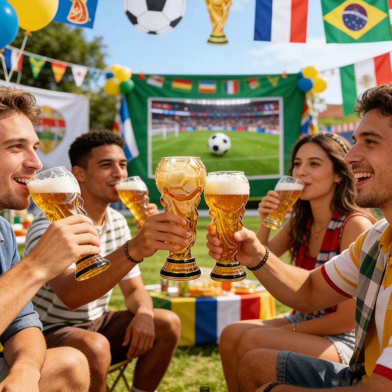 500ml World Football Trophy Beer Glass Cup Shape Drinking Mug Clear Collection