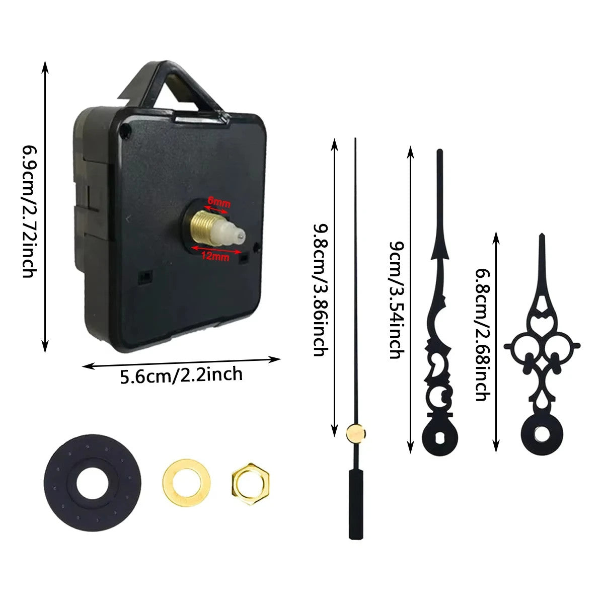 Quartz Silent Wall Clock Mechanism Battery Operated DIY Repair Replacement Parts