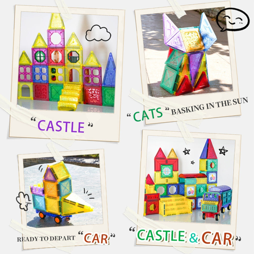 110pcs Magnetic Tiles Building Blocks Toys Set For Kids Educational Magnets Game