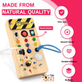 Montessori Busy Board w/ LED Light Switch Wooden Board Sensory Toys for Toddlers
