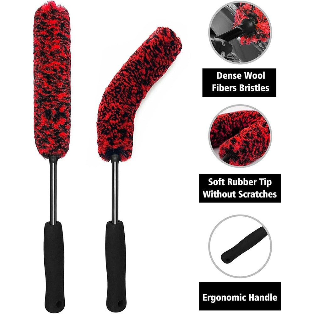 4x Microfiber Wheel Cleaner Brush Bendable Tire Brush Wheel Cleaning Tool Kit