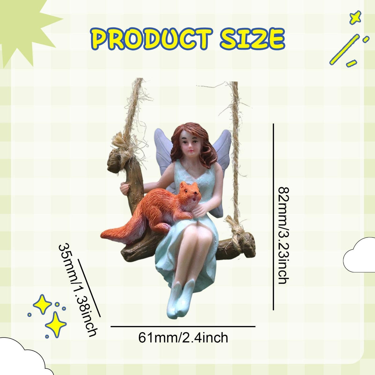 Hanging Fairy Garden Statue Sitting on Swing Resin Sculpture