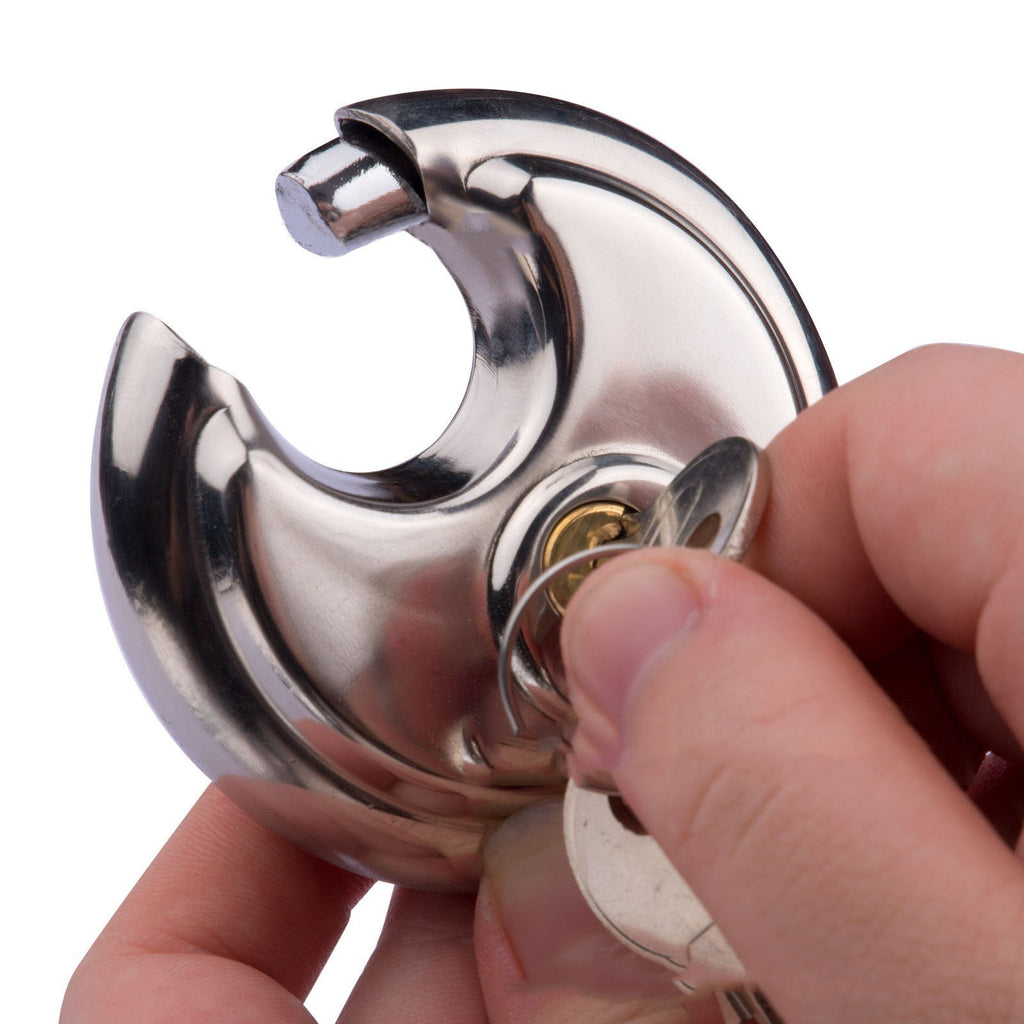 Heavy Duty High Security 70mm Round Circular Disc Steel Lock Garages Padlock UK