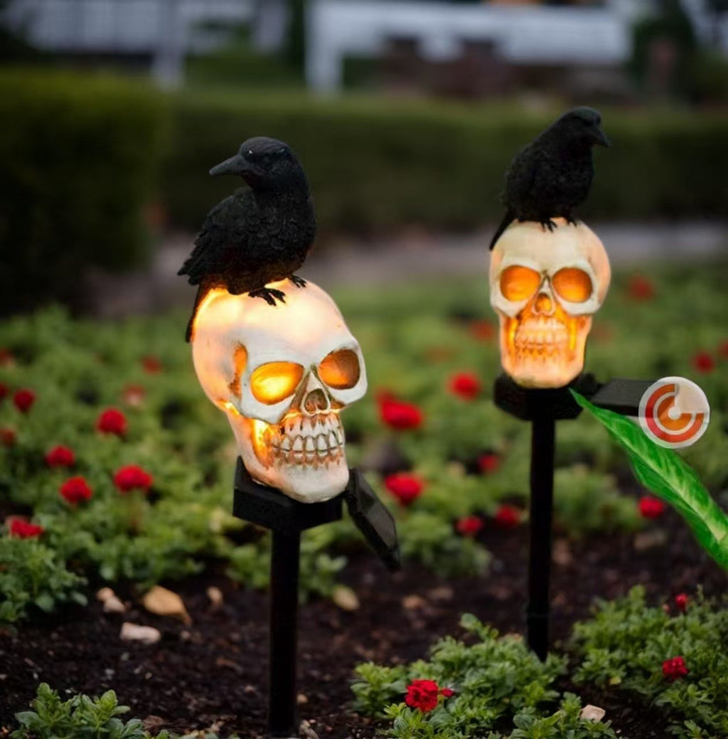 Halloween Solar Crow LED Light Skull Skeleton Lawn Light Ghost Decor Garden Yard