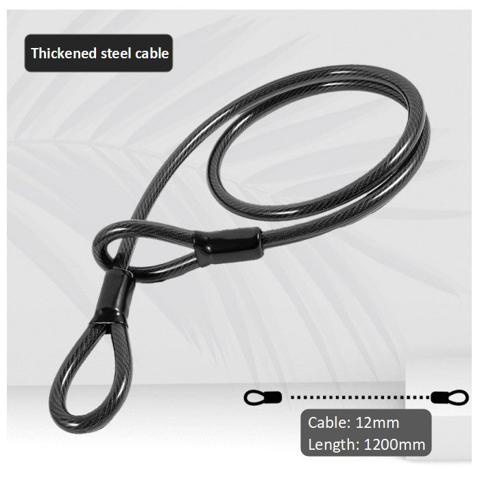 Bike Security Cable Lock - 1.2M Long and 12Mm Thick Heavy Duty Black Cable UK