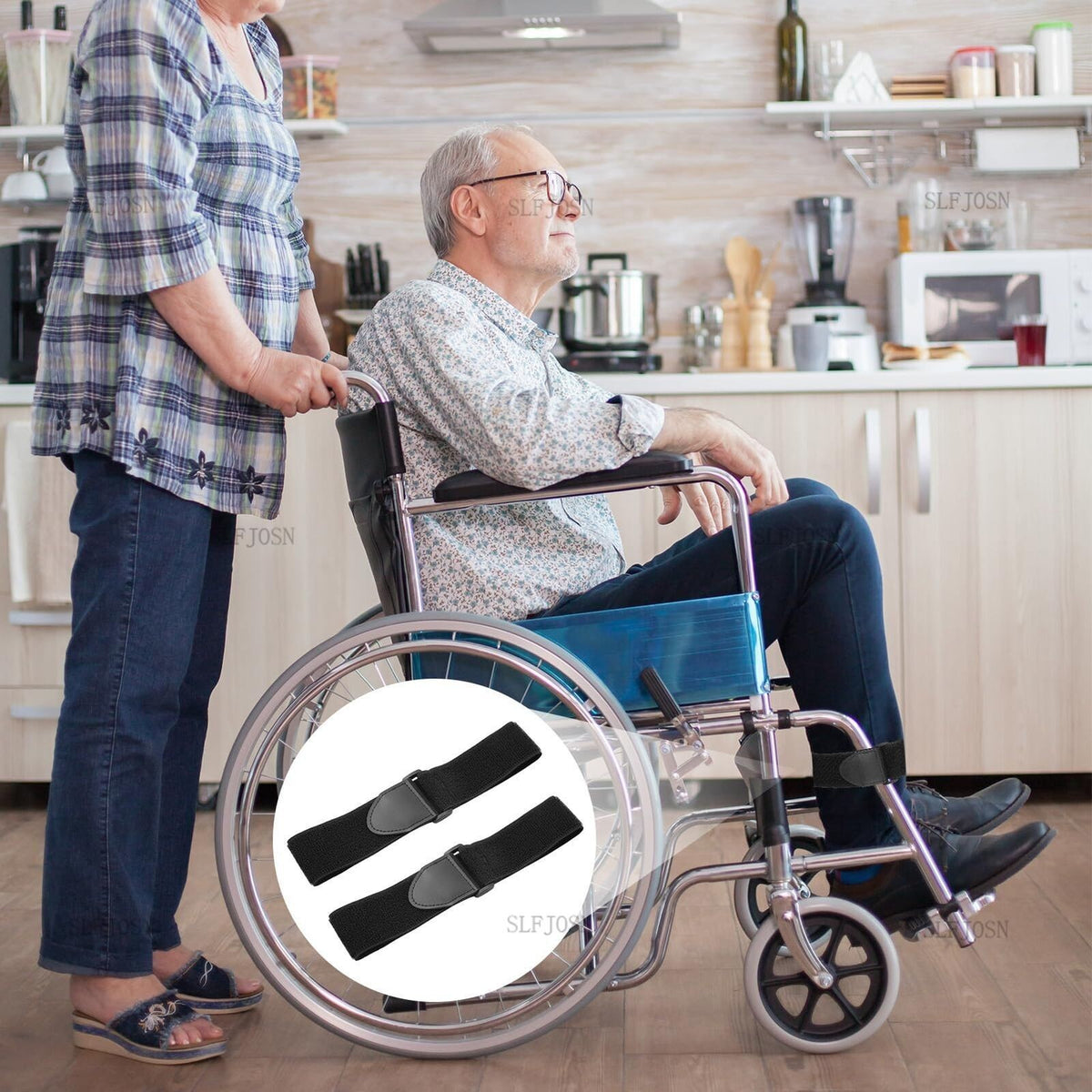 2x Wheelchair Leg Strap Restraints for Elderly Wheelchair Foot Rest Strap safety
