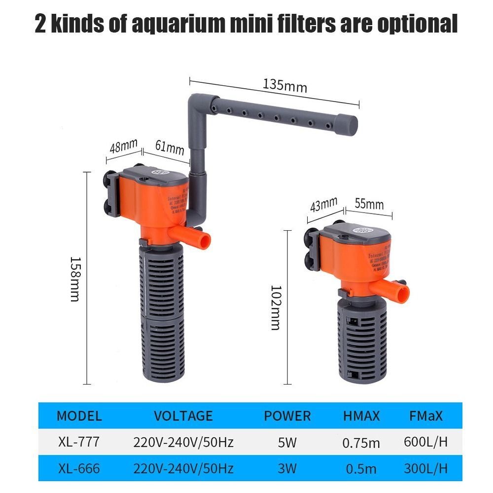 1Pcs 3-in-1 Fish Tank Filter Mini Oxygen Air Pump  for Small Aquarium Fish Tank