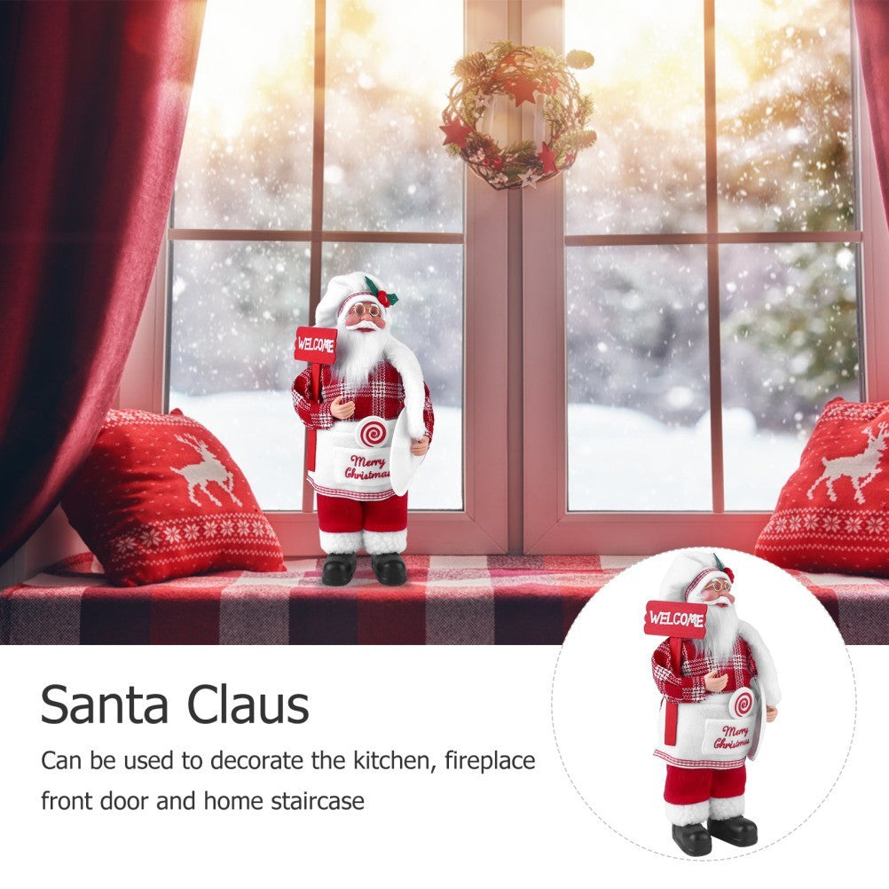 Christmas Santa Fabric Doll Decor Red Xmas Desktop Ornament for Party Decoration