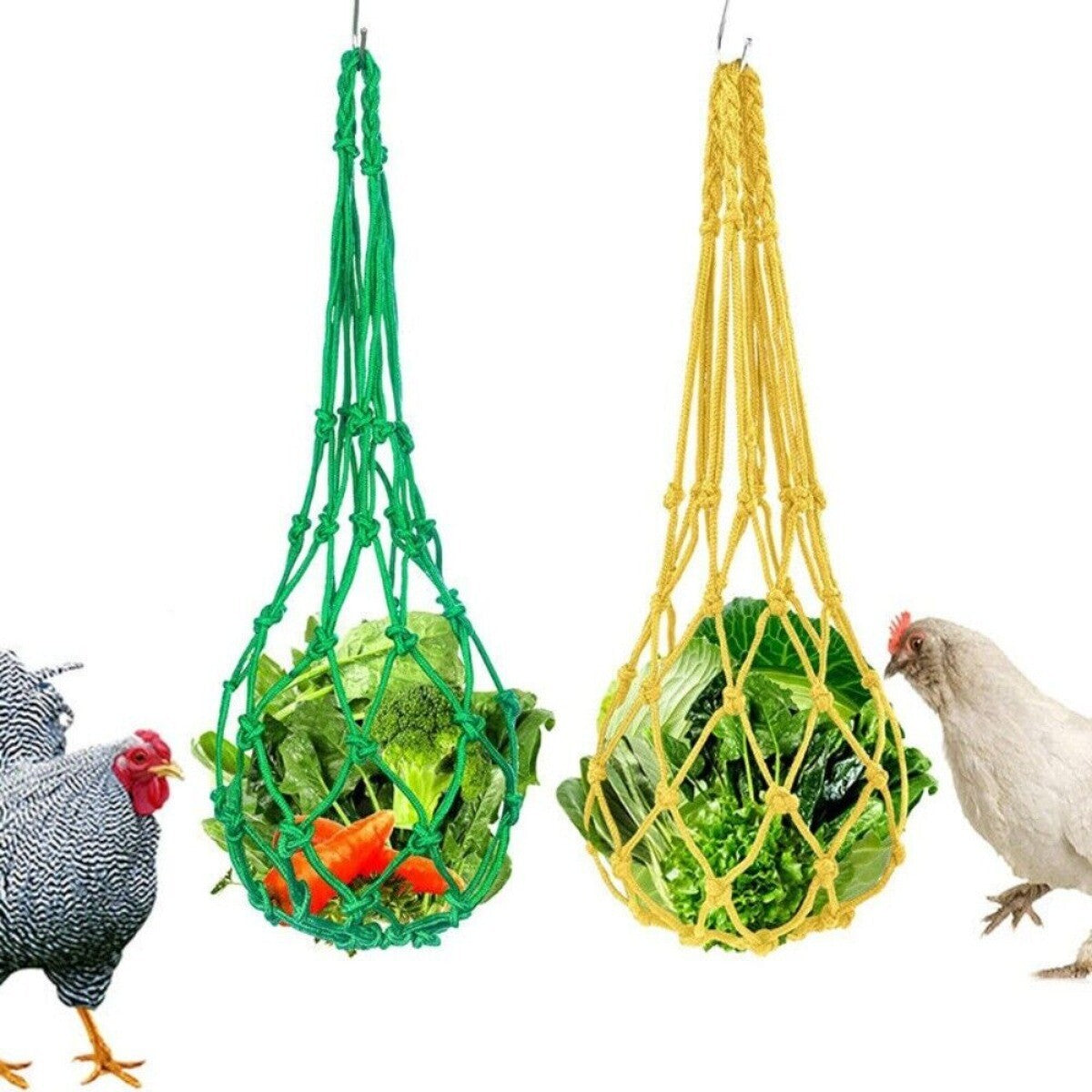Chicken Feeder Vegetable Net Bag Poultry Fruit Holder Cabbage Treat Feeding