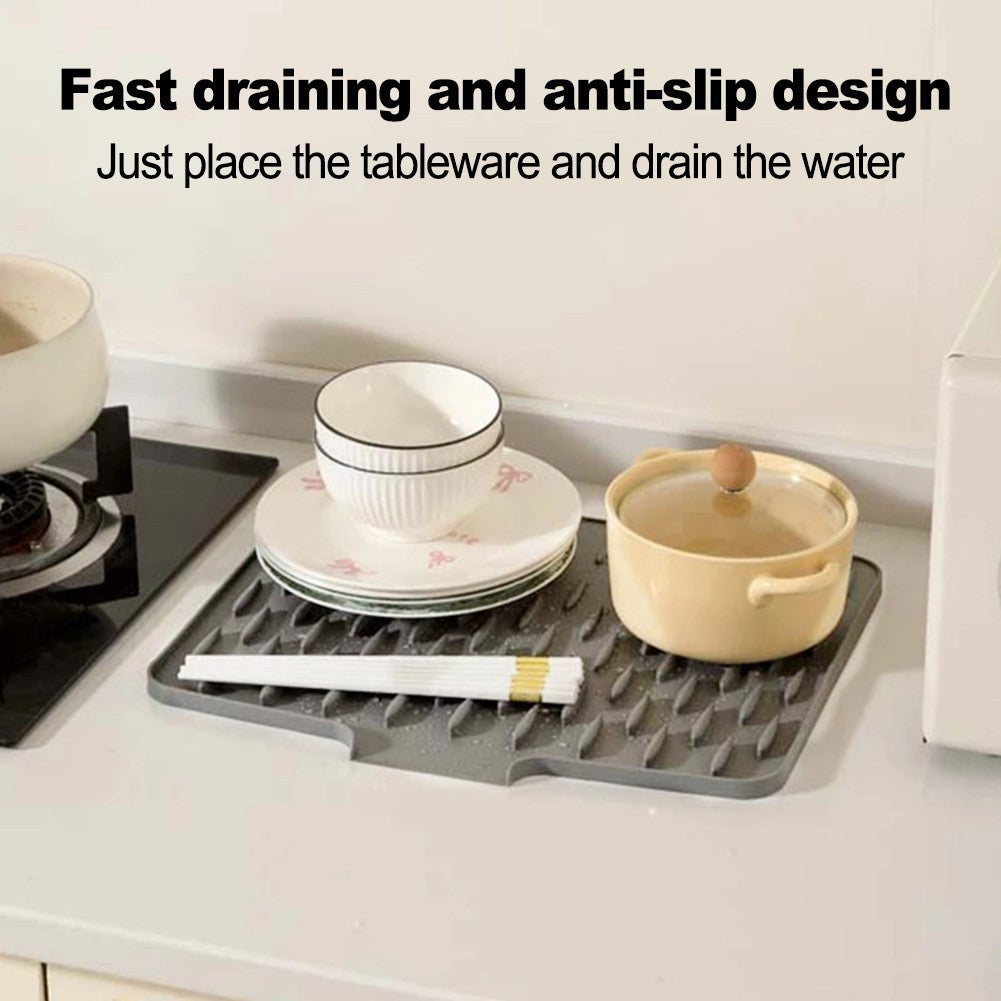 Non Slip Silicone Dish Drying Mat for Kitchen with Heat Resistant Features