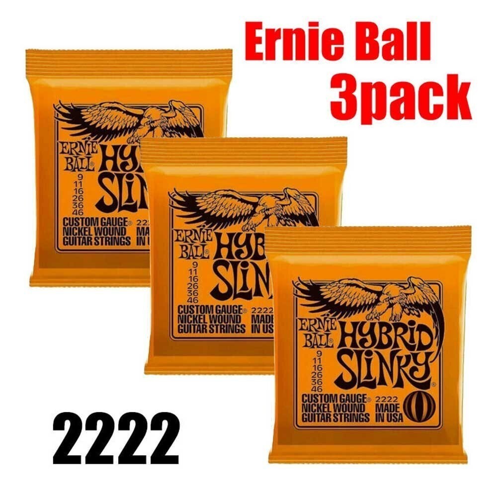 3 Sets Ernie Ball Hybrid Slinky 2222 09-46 Electric Guitar Strings NEW