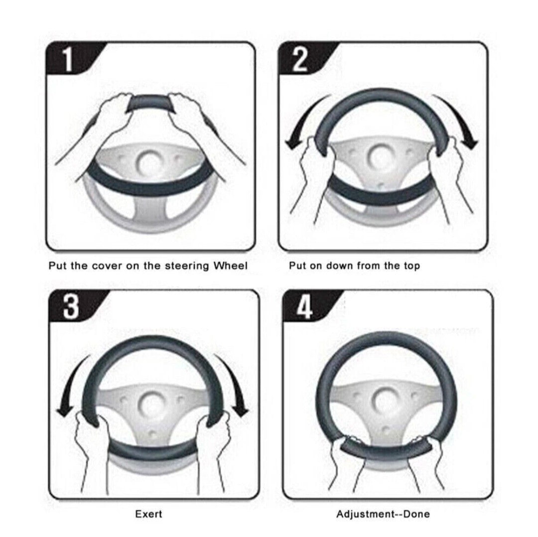 15" PU Leather & Carbon Fiber Steering Wheel Cover for 2008-2025 Tesla All Model