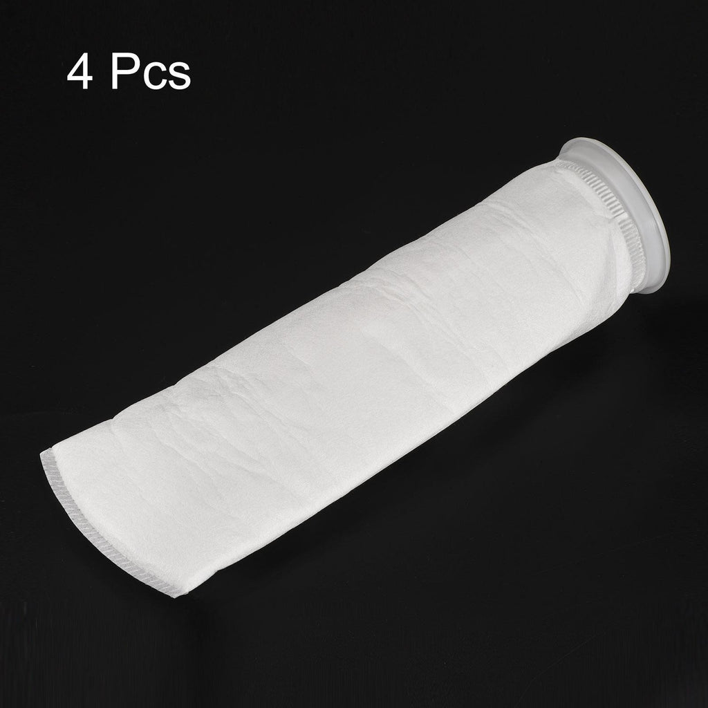 4pcs 4'' Ring Filter Socks, 1 Micron Mesh Bags Pool Skimmer Basket, White